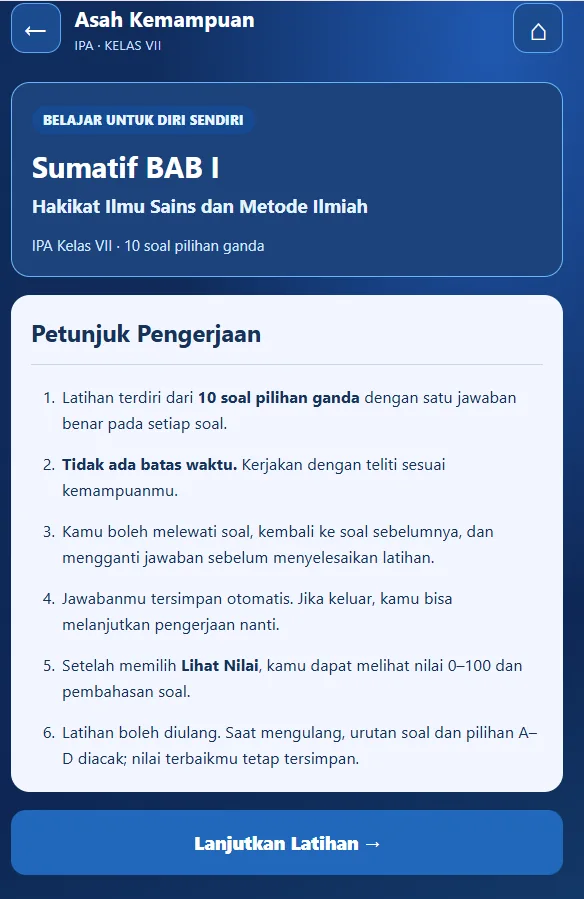 Screenshot asli SINTESA: Mulai Sumatif BAB